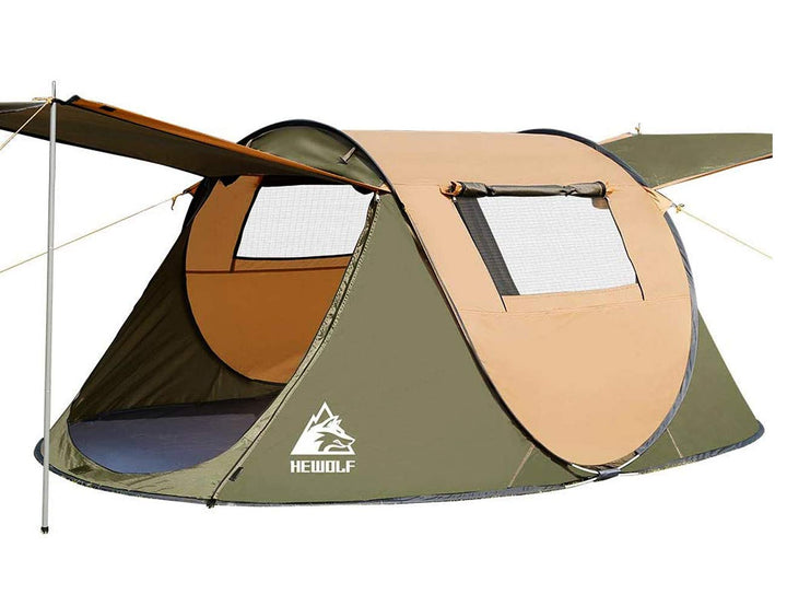 HEWOLF Wurfzelt Pop Up Zelt 2-4 Personen Camping Zelt mit Vorzelt 3 Jahreszeiten Leichtes Grosses Fa