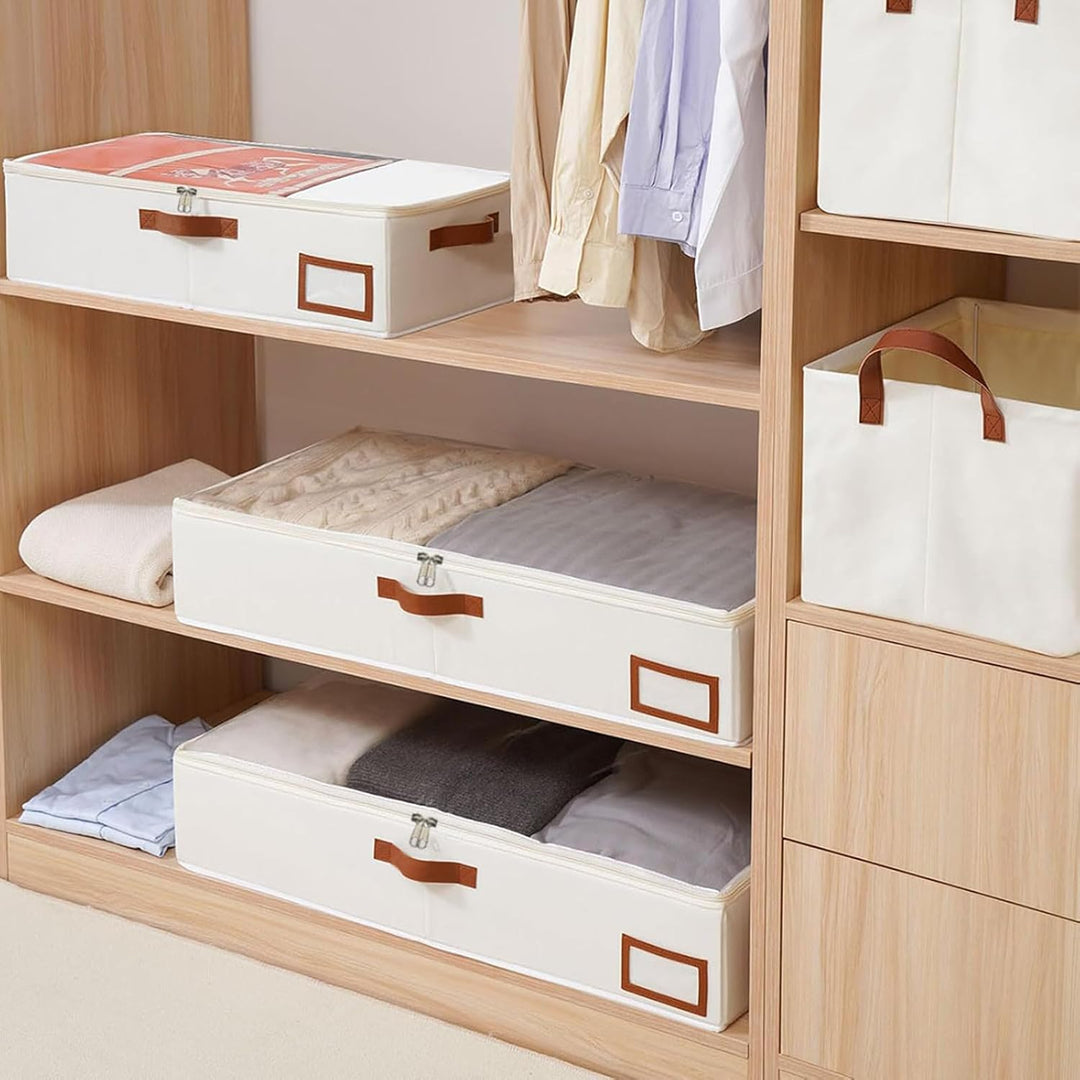 8 Stück Unterbett Aufbewahrungsbox mit Aufbewahrung Deckel, 600D Hartschale Unterbettkommode mit Rei