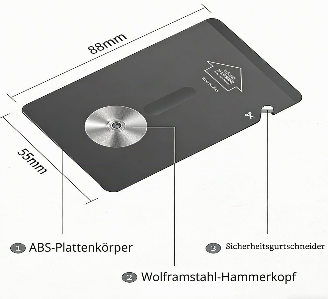 Autoscheiben zertrümmerer, Gurtschneider notfallhammer,Kreditkarten-Notfallhammer,Geeignet für die A