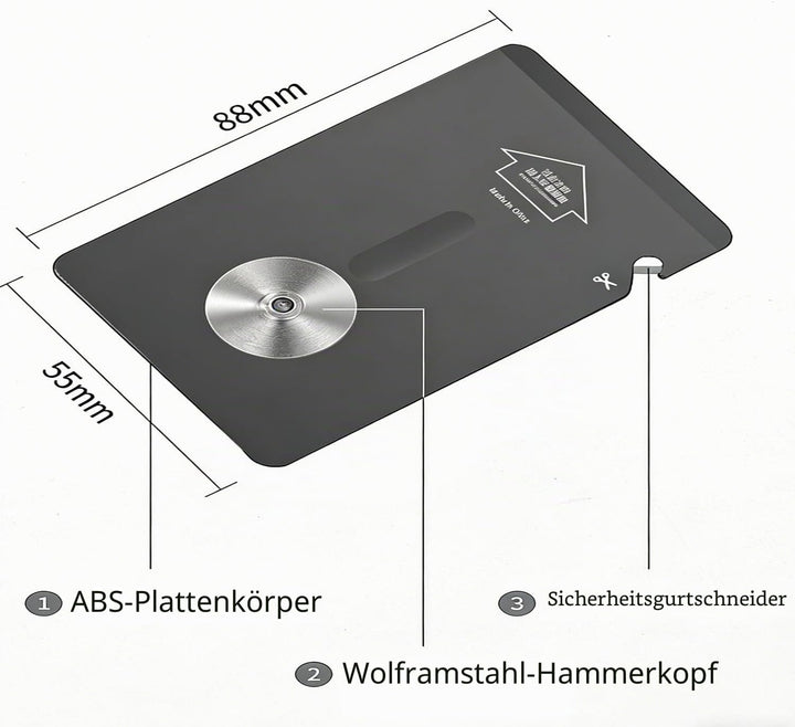 Autoscheiben zertrümmerer, Gurtschneider notfallhammer,Kreditkarten-Notfallhammer,Geeignet für die A