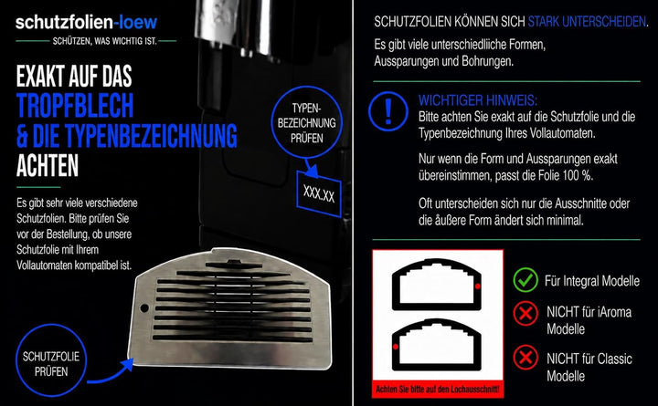 3 x Schutzfolie für Siemens EQ700 - EQ 700 INTEGRAL - TQ707D03 - TQ707DF5 - TQ703D07 - TQ715D03 - TQ