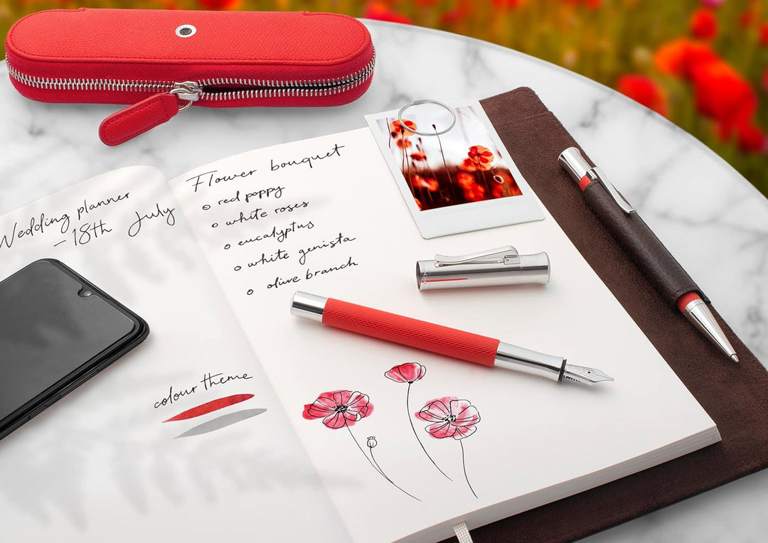 Graf von Faber-Castell 145266 Drehkugelschreiber Guilloche Indian Rot, Indian Rot