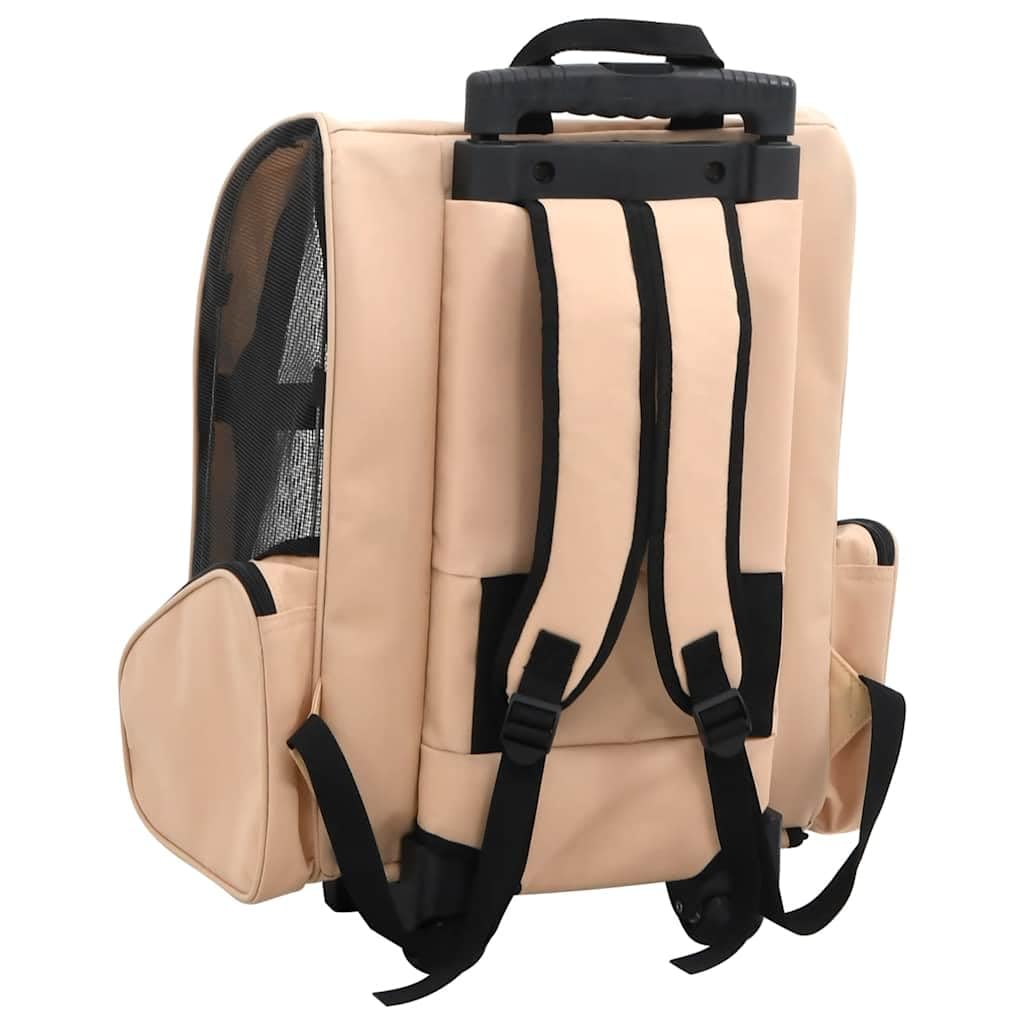 vidaXL Hundetrolley Faltbar Transporttasche Tragetasche Trolley Katze Rucksack, Beige