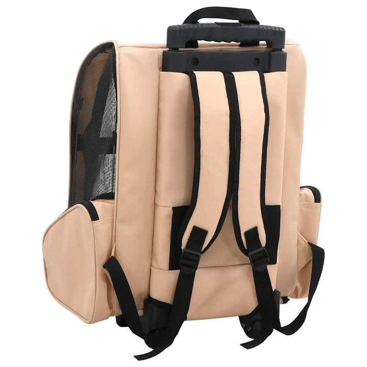 vidaXL Hundetrolley Faltbar Transporttasche Tragetasche Trolley Katze Rucksack, Beige