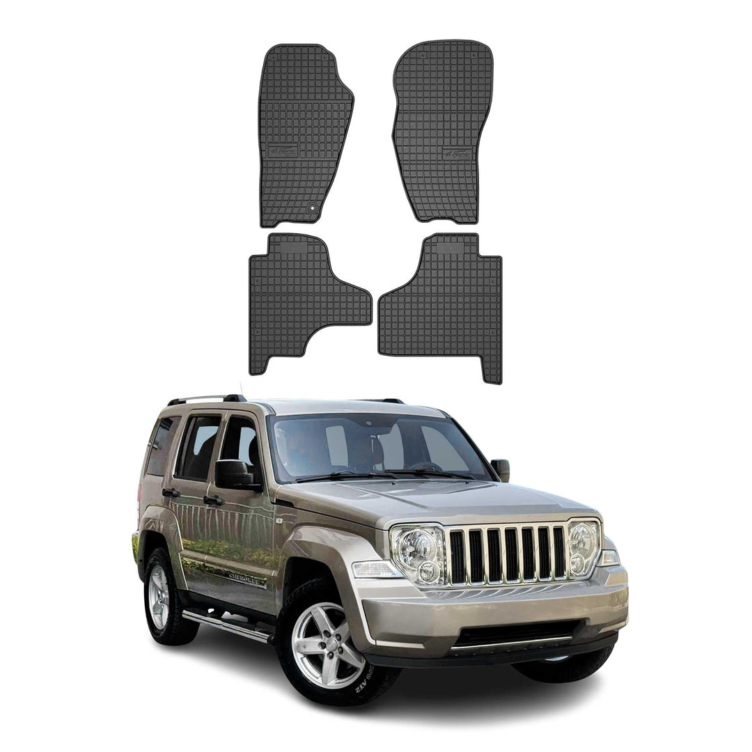 OMAC Gummi Fussmatten kompatibel mit Jeep Cherokee KK 2007-2013 Automatten Gummi Schwarz 4X Fussmatt