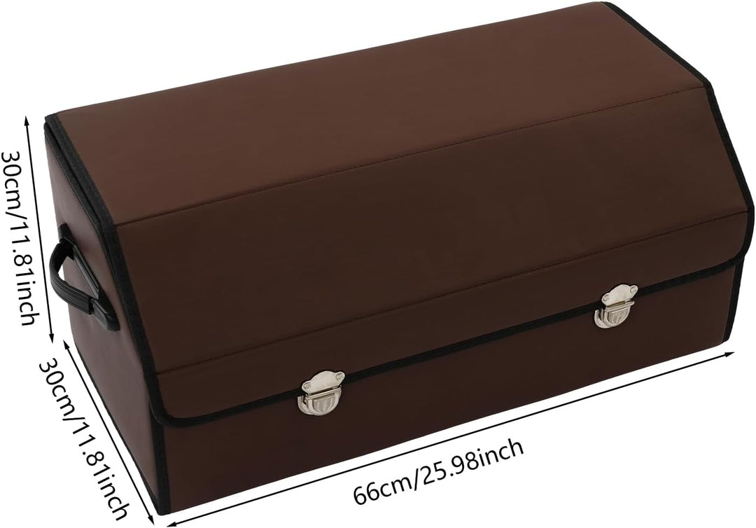 56L Auto Kofferraum Organizer, Leder Kofferraumtasche mit Deckel und Griff, Multifunktionale Aufbewa