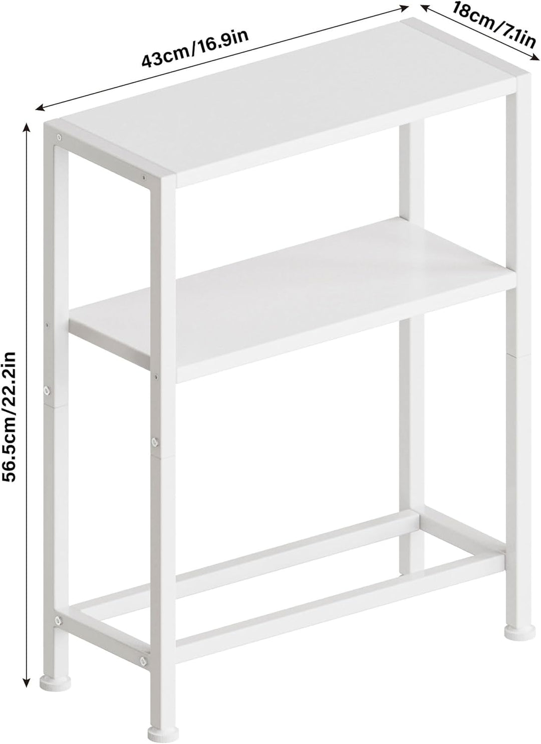Schmaler Beistelltisch, Nachttisch, 2er Set, 3 Ablagen Nachttisch Schmal mit Stauraum, Sofa beistell