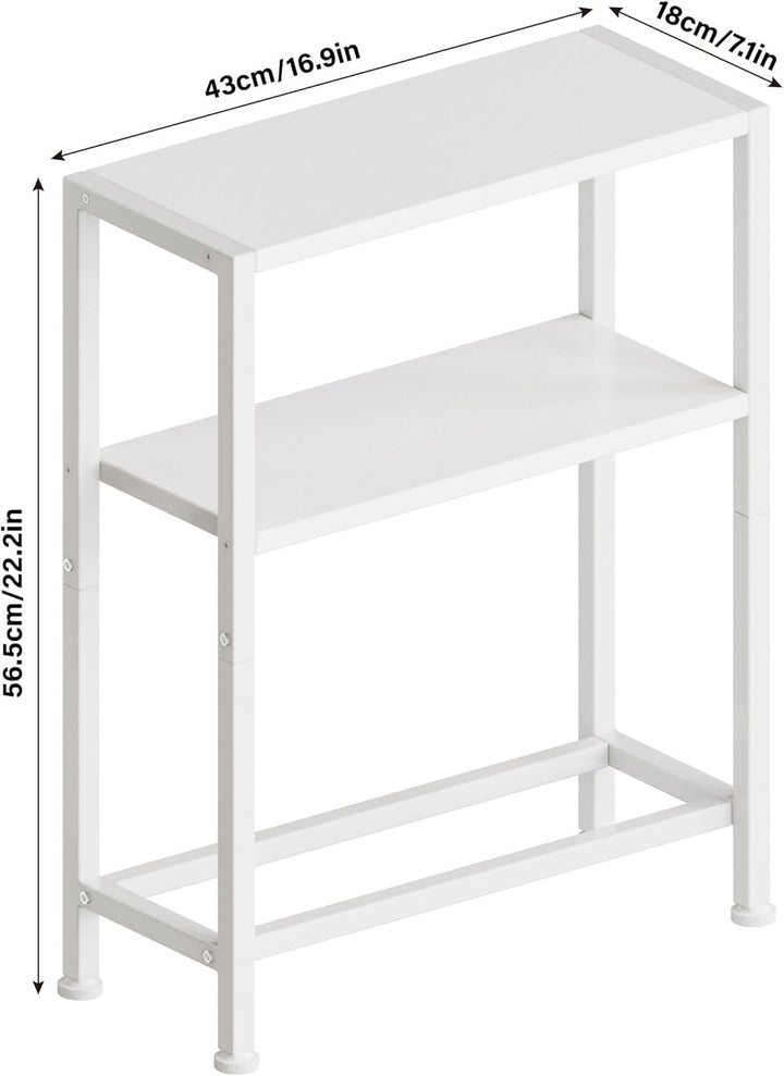 Schmaler Beistelltisch, Nachttisch, 2er Set, 3 Ablagen Nachttisch Schmal mit Stauraum, Sofa beistell