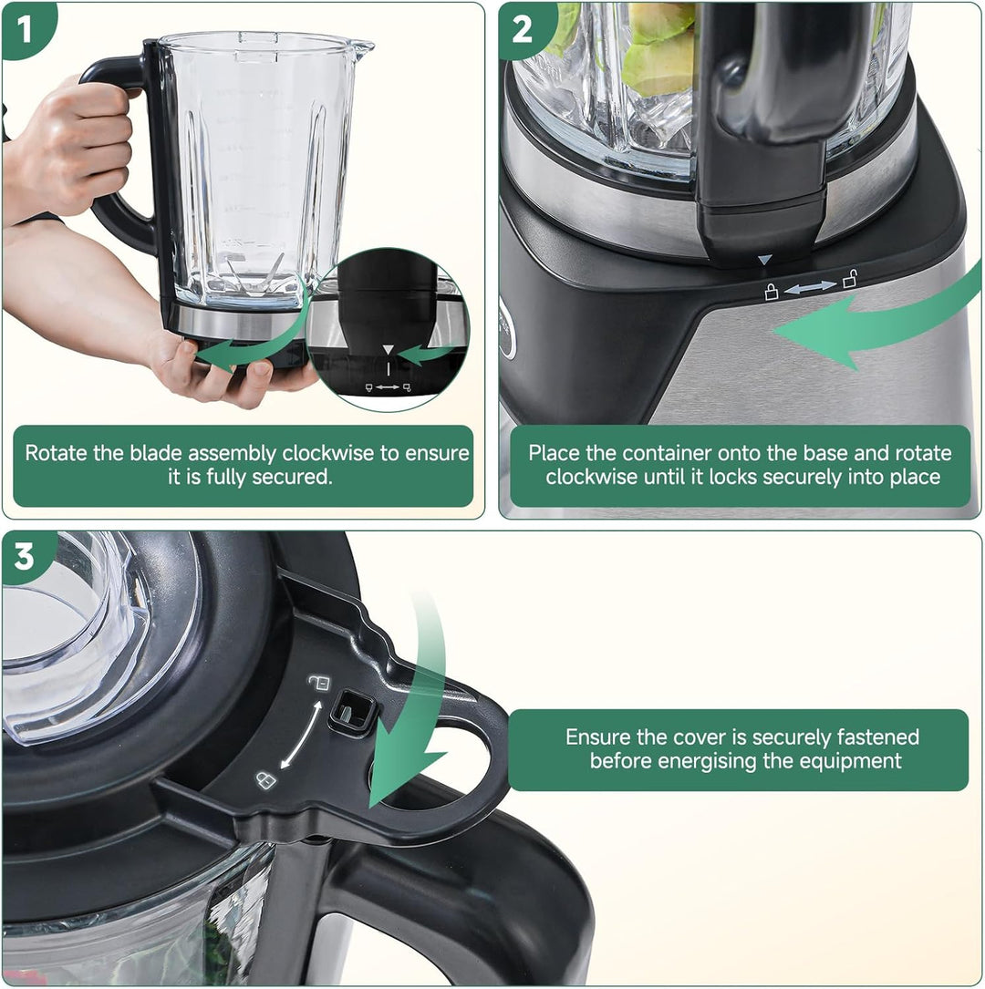AMZCHEF Standmixer 1200W, 1,5L hitzebeständiger Glasbehälter, 5 Geschwindigkeiten + Smoothie/Ice-Cru