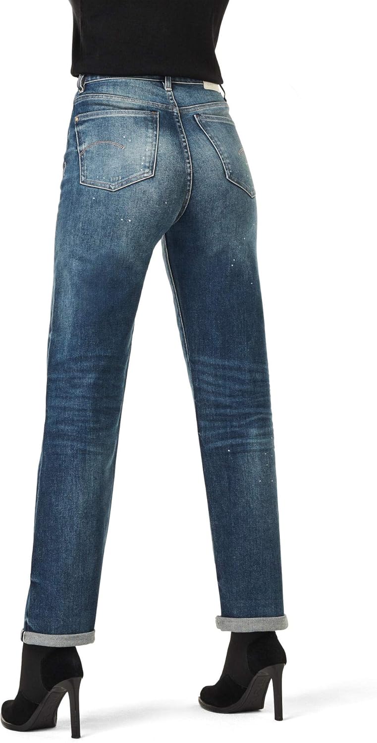 G-STAR RAW Damen Tedie Ultra High Waist Straight Jeans 24W / 32L Blau (Antic Faded Arsenic Blue Rest