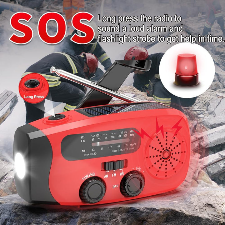 Aufziehbares Solarradio, Notfallradio, tragbares Solar-Notfallradio.2000 mAh wiederaufladbare Powerb