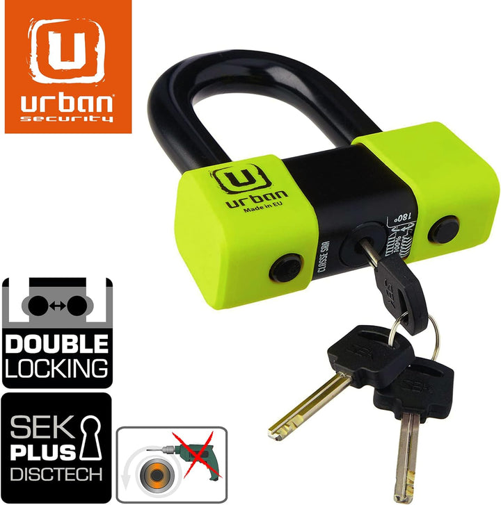 URBAN U75+10.120L Vorhängeschloss, Mini U 18 mm, hohe Sicherheit, zugelassen von Sra und Kette 10 mm