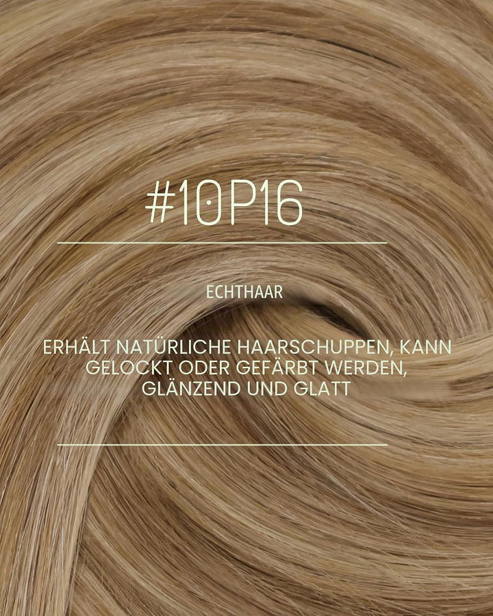 RUNATURE Clip on Extensions Echthaar Blond mit Goldblond Clip in Haarverlangerung Echthaar Remy Haar