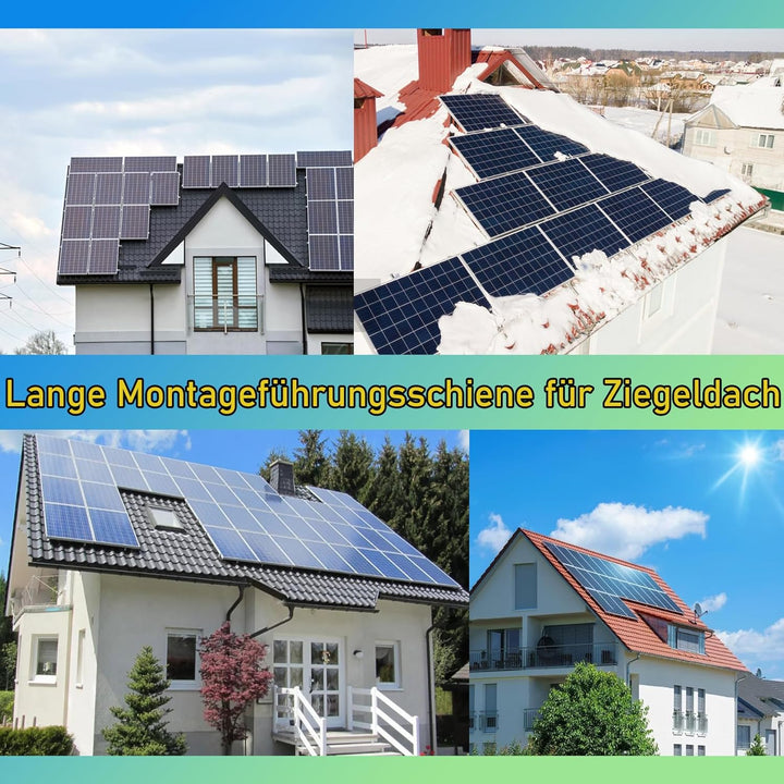 TEOV Solar Halterung Ziegeldach für 1134mm PV, Montageset Halterung Balkonkraftwerk mit 1500mm+1150m