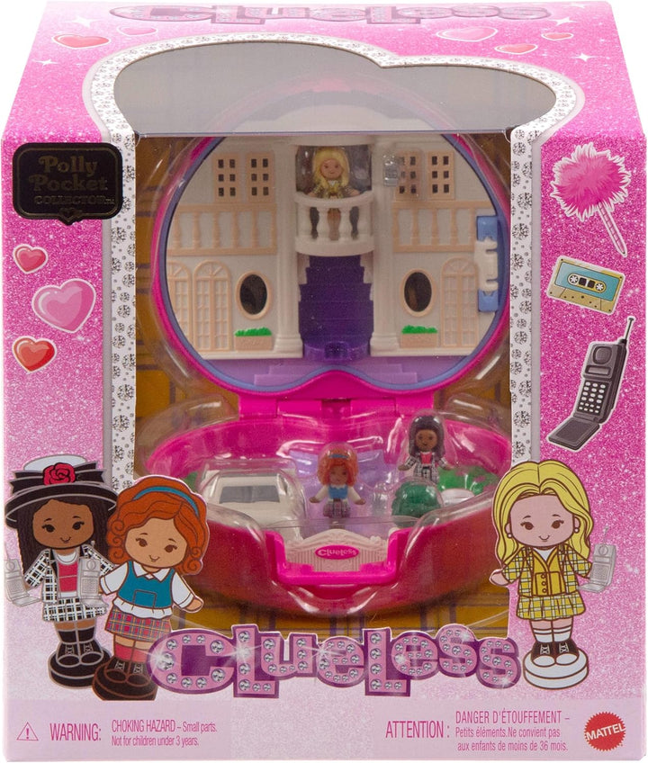 Polly Pocket x Clueless Sammler-Schatulle, Minipuppen und Spielset, 5 thematische Zubehörteile, Spie