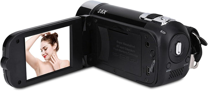 VBESTLIFE Full HD 270 ° Rotation 720P 16X High Definition Digital Camcorder Video DV Kamera(schwarz)