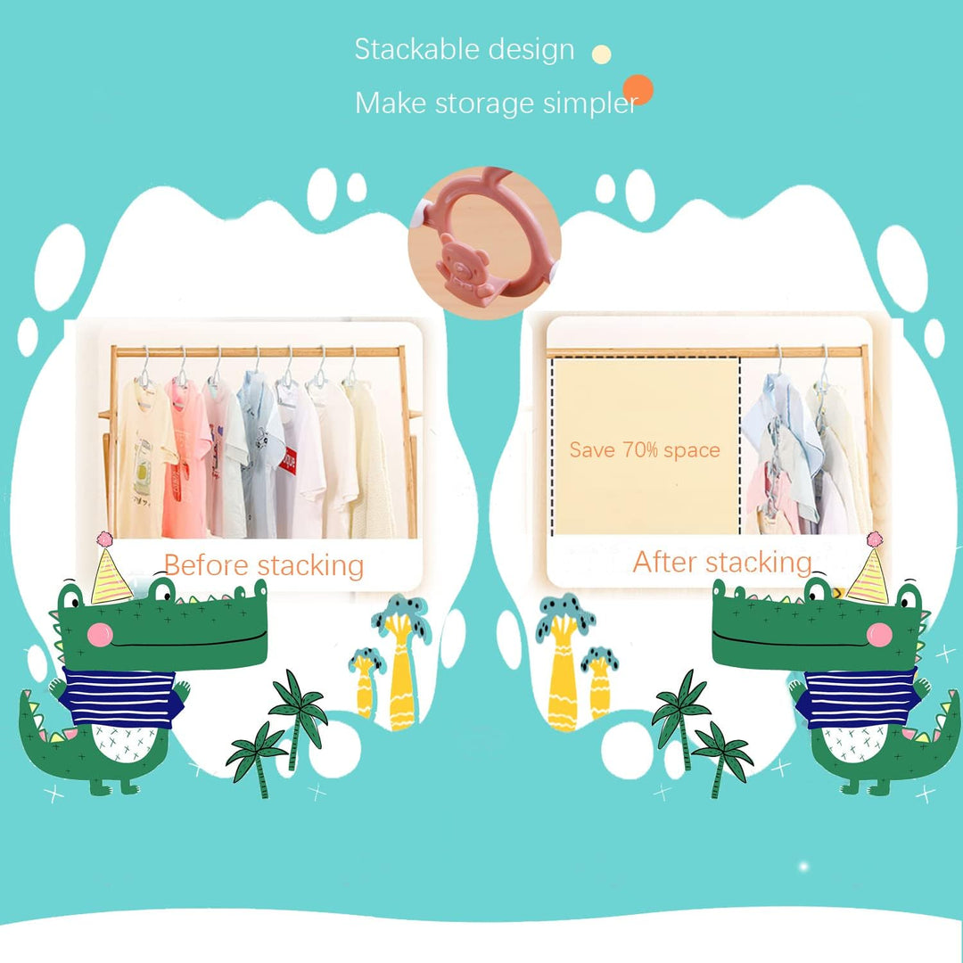 Mitwachsende kleiderbügel Kinder,JSF Set 20 Stapelbare Kleiderbügel mit Bärchen-Haken, rutschfest B