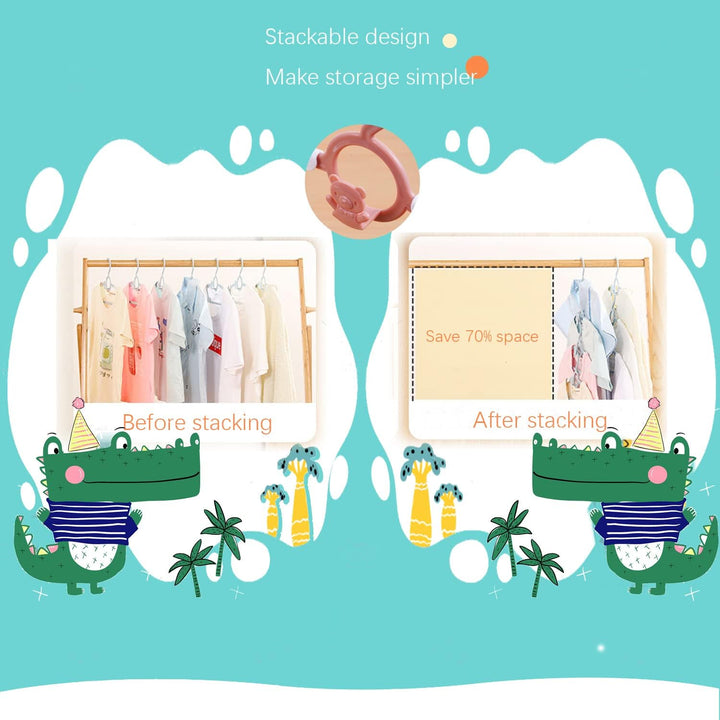 Mitwachsende kleiderbügel Kinder,JSF Set 20 Stapelbare Kleiderbügel mit Bärchen-Haken, rutschfest B