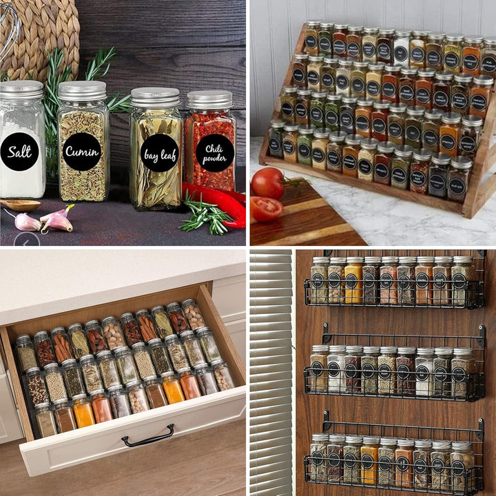 Gewürzgläser Eckig 24er Set, Withosent 120ml Gewürzdosen Glas Gewürzstreuer mit Schraubkappe, Gewürz