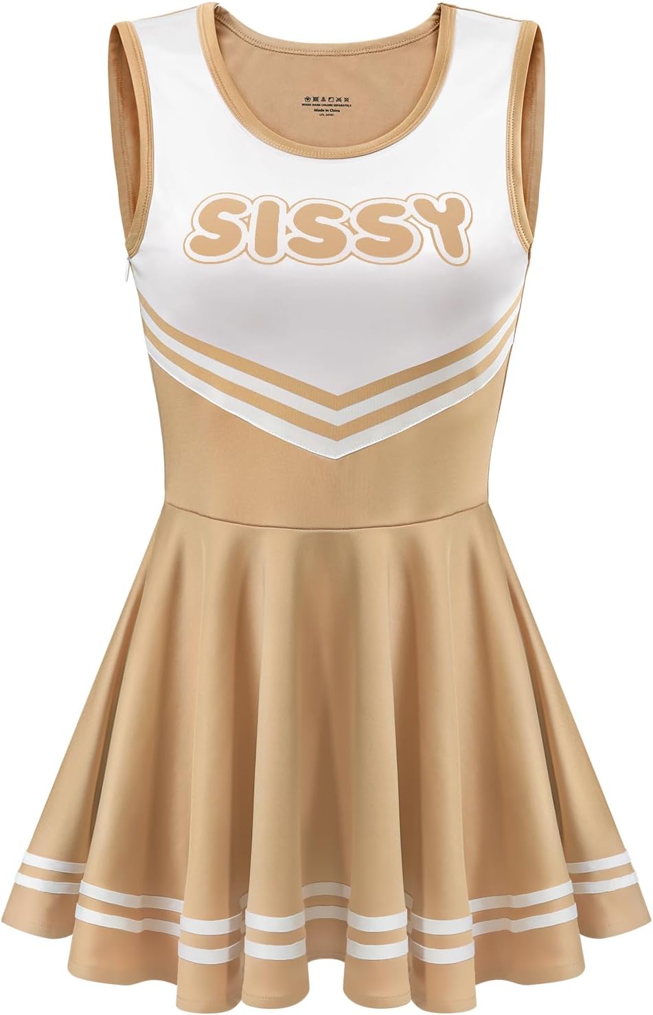 LittleForBig Damen Seidiger Ärmellose Overall Cheer Sissy Bodycon Mini Kleid Rock, 3XL Braun