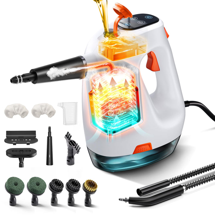 Handdampfreiniger 1200W, 500ml abnehmbarer Wassertank mit Reinigungsmittelspender, entfernt Fett und