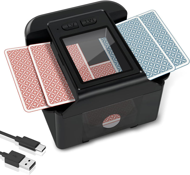 TOFFCAEA Automatischer Kartenmischer, mit 2000mAh wiederaufladbarer eingebauter Batterie für 2 Karte