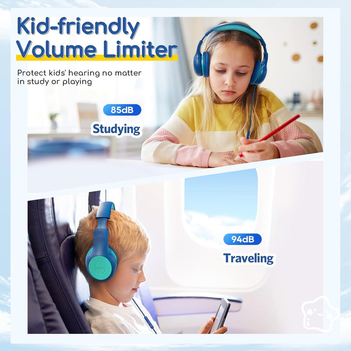 EarFun Kinder Kopfhörer, Kopfhörer Kinder mit Kabel, 85/94dB Lautstärkenbegrenzer, Faltbare, Einstel