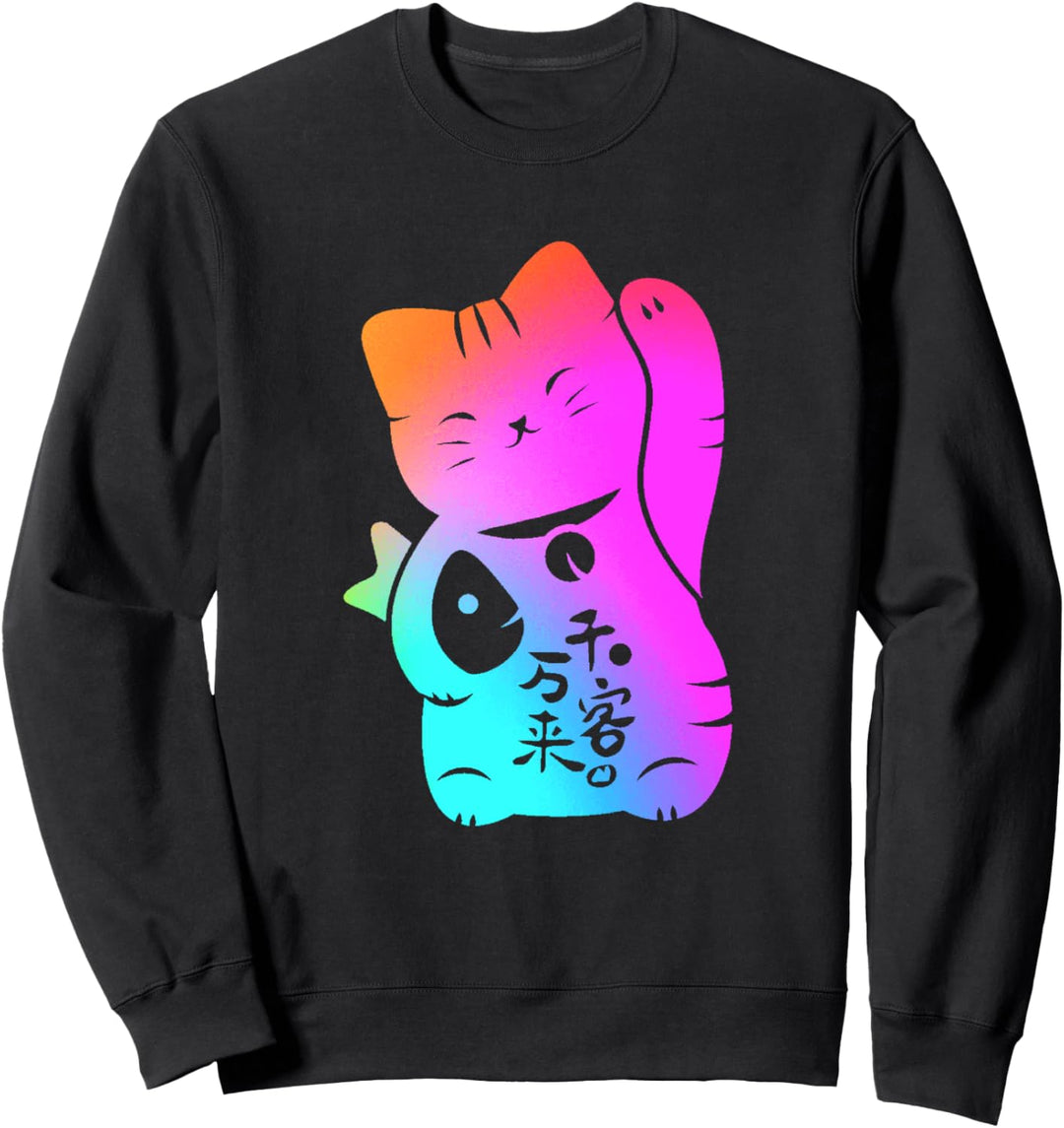 Regenbogen winkende Katze Sweatshirt