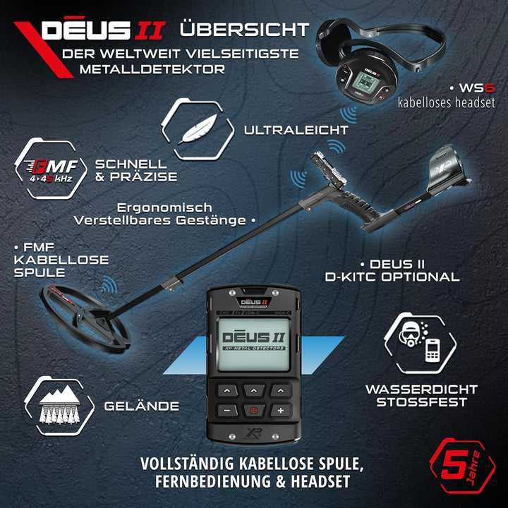 XP Metal Detectors Deus II - Wasserdicht und Mehrfrequenz, ideal für Schatz- und Reliquiensuche - mi