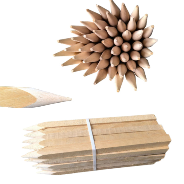 Holzpfähle Buchenholz Quadratisch 50 Stück - Längen 80 cm Holzpflöcke für Markierungen Robuste Spitz