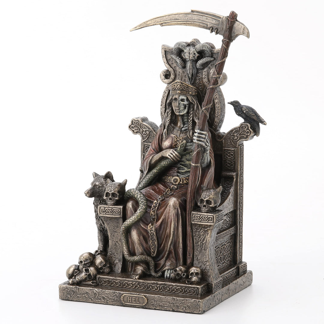 Veronese Design Skulptur Hel, die nordische Göttin von Helheim, Kaltgussharz, Antik-Bronze-Finish, S