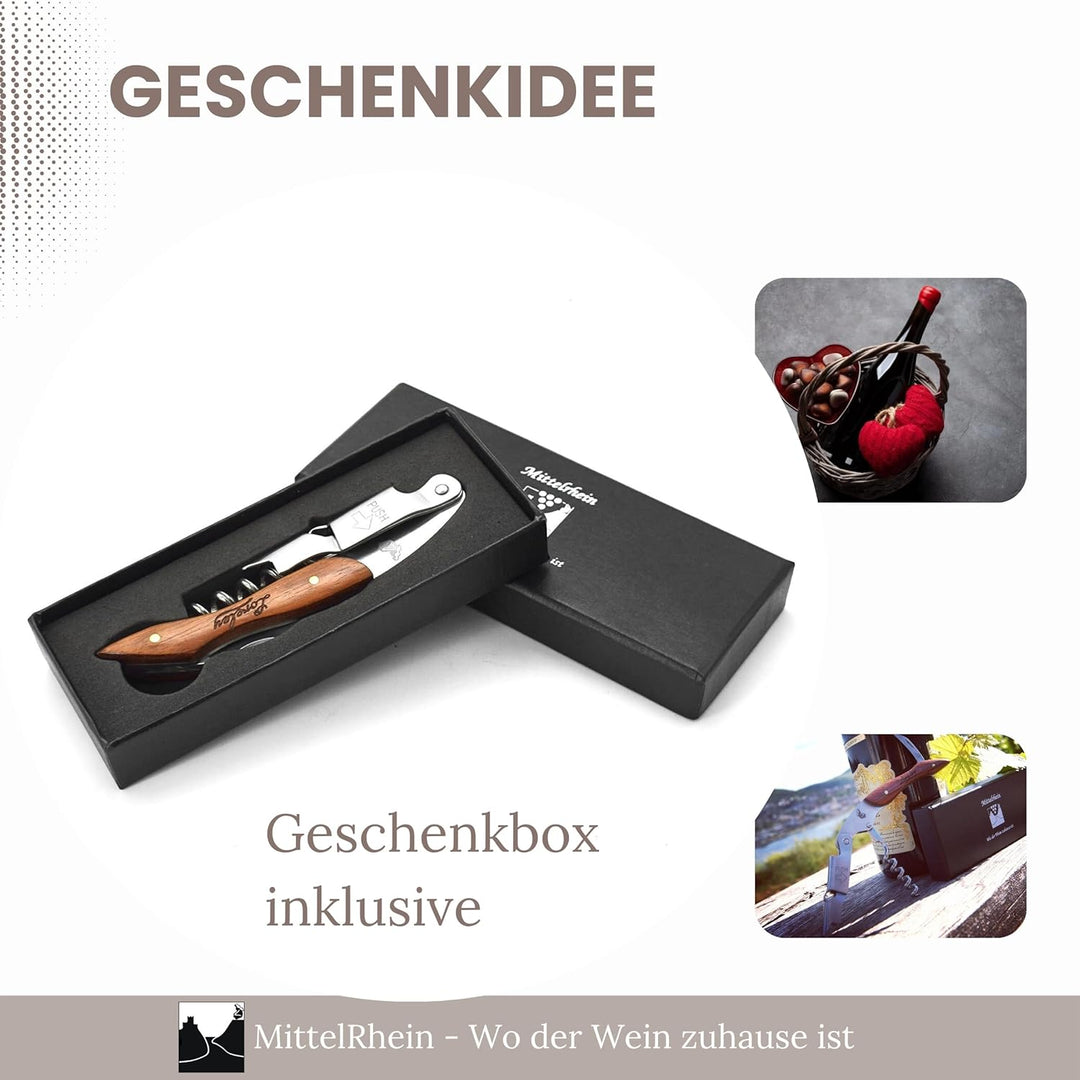 LORELEY® MITTELRHEIN Germany Premium Kellnermesser | Korkenzieher | Weinöffner | Flaschenöffner aus