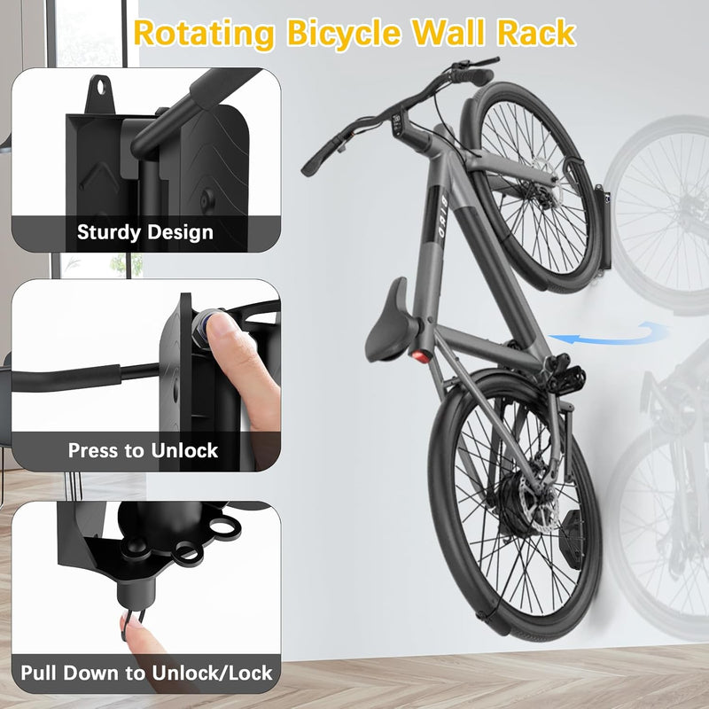 Fahrrad Wandhalterung, Wyxron Fahrradträger Vertikal Fahrradständer Schwenkbare 32kg Tragkraft mit F