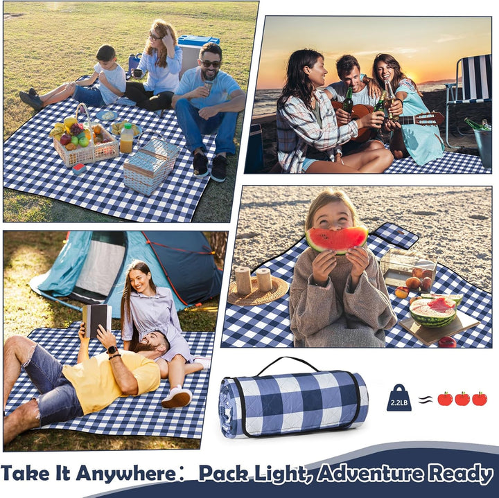 Picknickdecke wasserdicht, Extra grosse Picknickmatte 200x200 cm, sandabweisend waschbar Camping Str