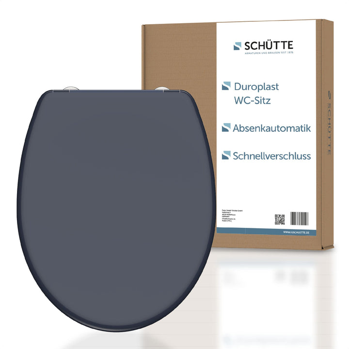 SCHÜTTE WC-Sitz ANTHRAZIT mit Absenkautomatik, Toilettendeckel mit Schnellverschluss für die einfach