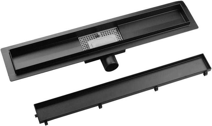Duschrinne,70cm,2 in 1,Siphon mit Geruchsstop und Haarsieb Randablauf Befliesbar Edelstahl Ablaufrin