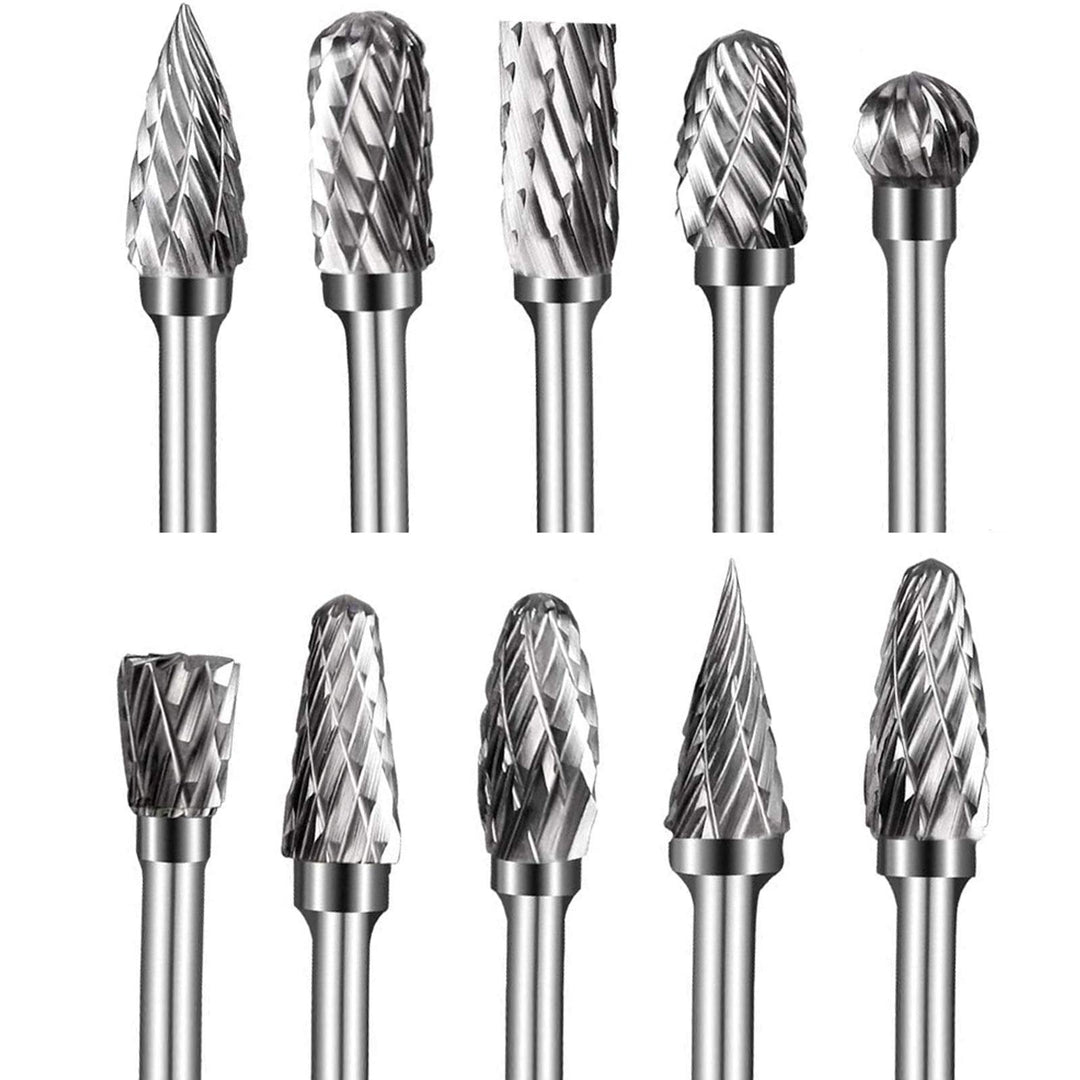 Hartmetall-Frässtifte mit Doppelschnitt, 10 Stück Wolframkarbid-Rotationsfräser-Set mit 3mm Schaft 6