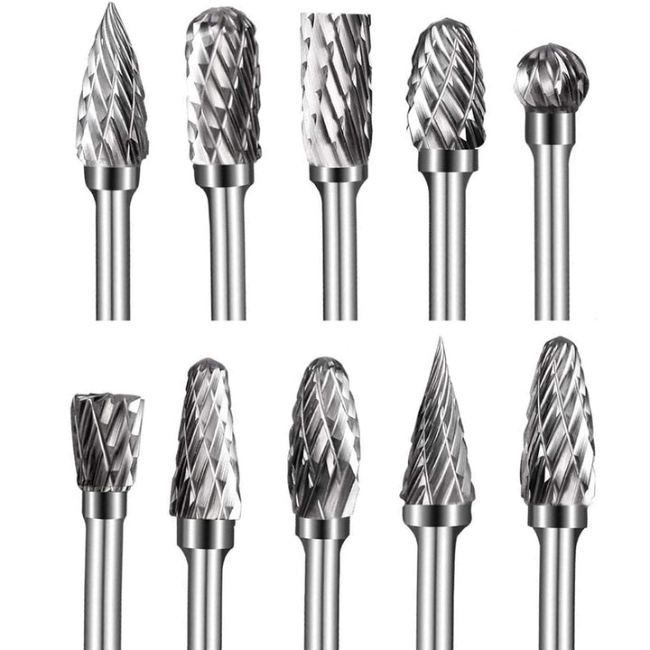 Hartmetall-Frässtifte mit Doppelschnitt, 10 Stück Wolframkarbid-Rotationsfräser-Set mit 3mm Schaft 6