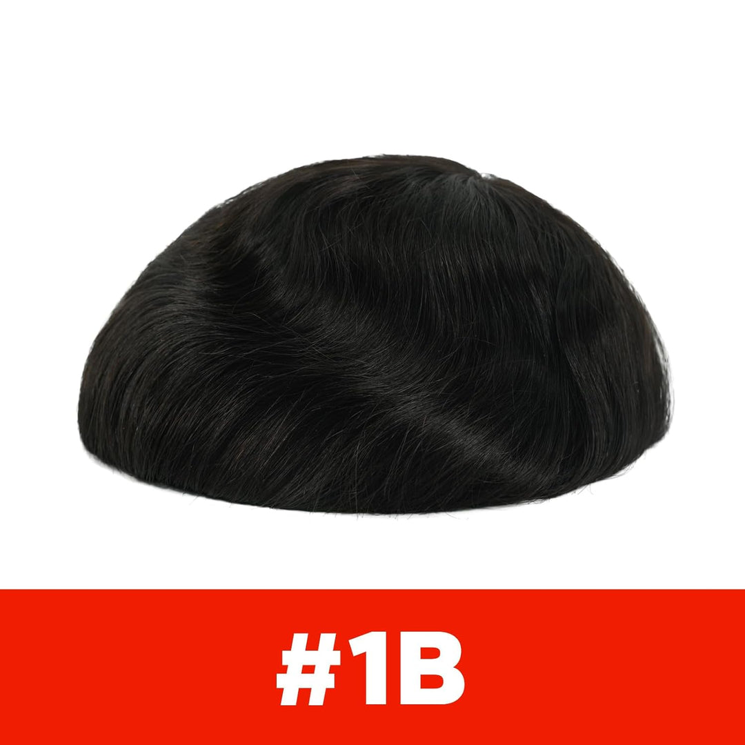 Lordhair Perücke für Herren, Toupet Herren aus natürlichem Echthaar, 0,08 mm vorn, 1/2 Zoll, V-loope