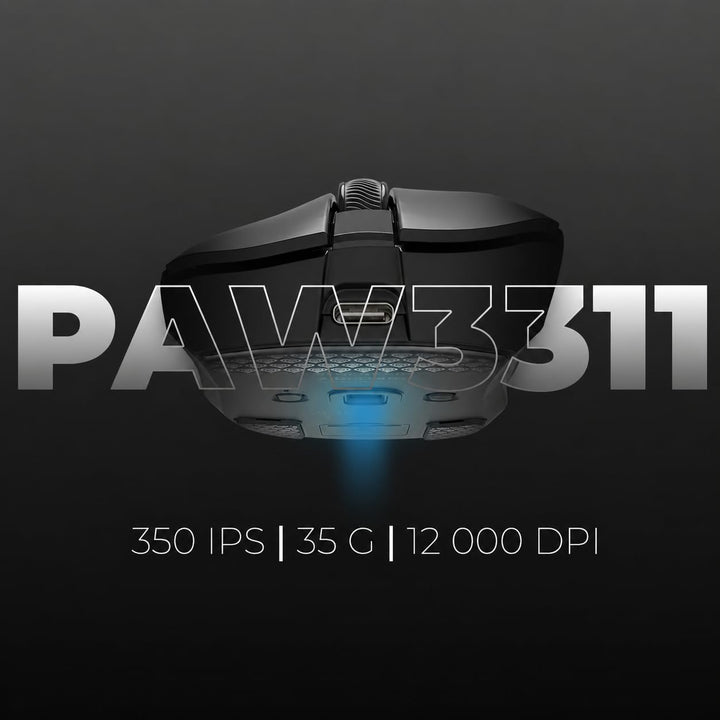 Genesis Zircon 880 Wireless Gaming Maus, 12000 DPI, 1000 Hz, Schwarz | Kabellose E-Sport Maus mit PA