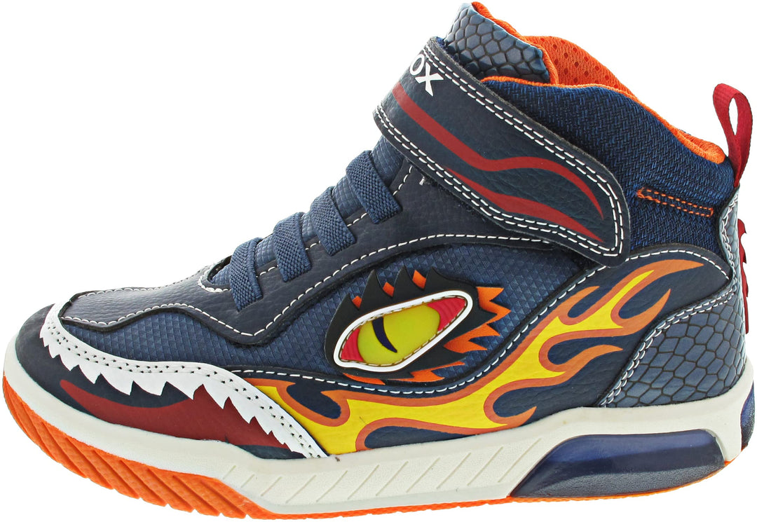 Geox Jungen J Inek Boy Sneaker 24 EU Navy Orange, 24 EU Navy Orange