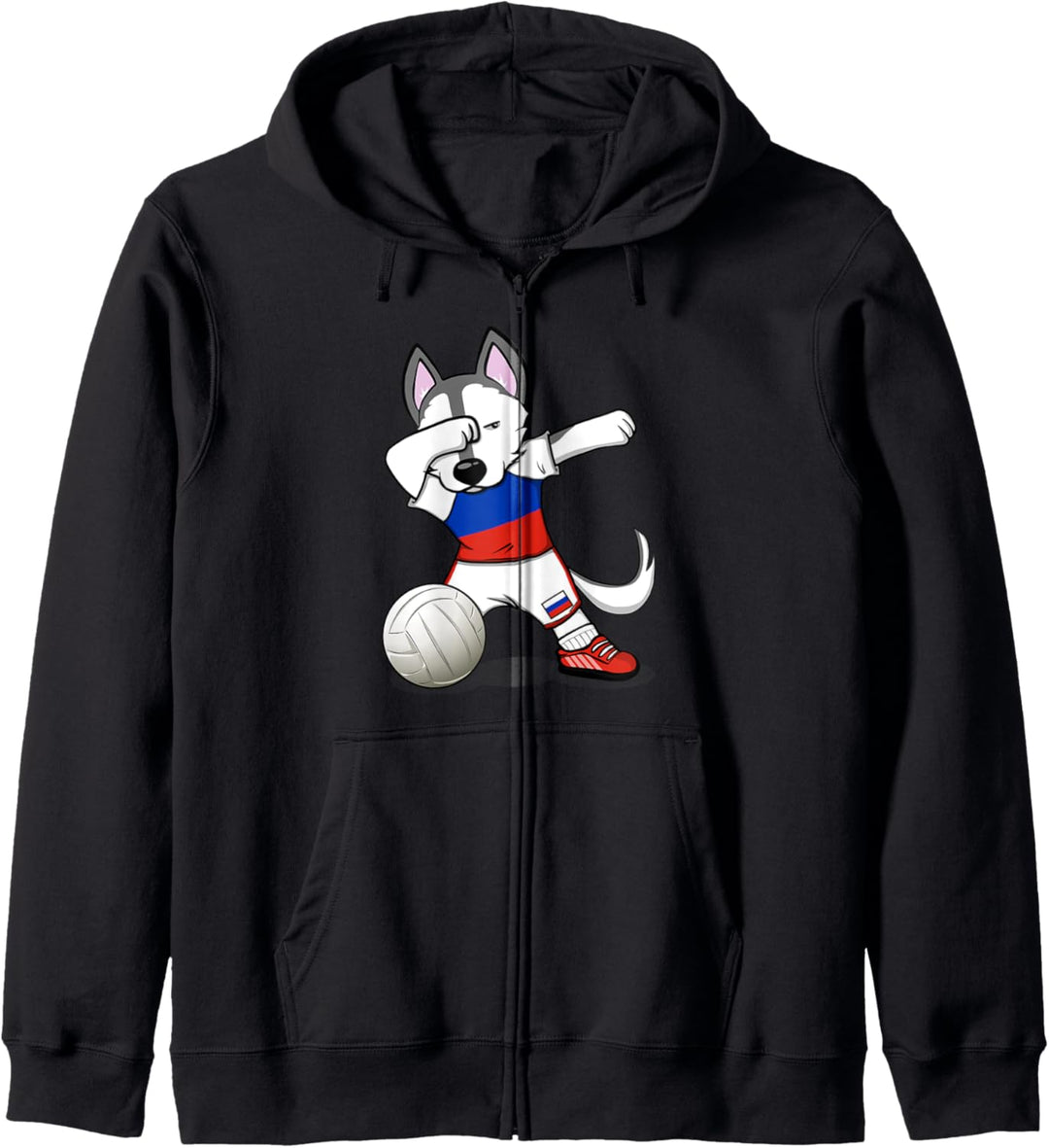 Dabbing Husky Russland Volleyball-Fans Trikot – russische Flagge Kapuzenjacke