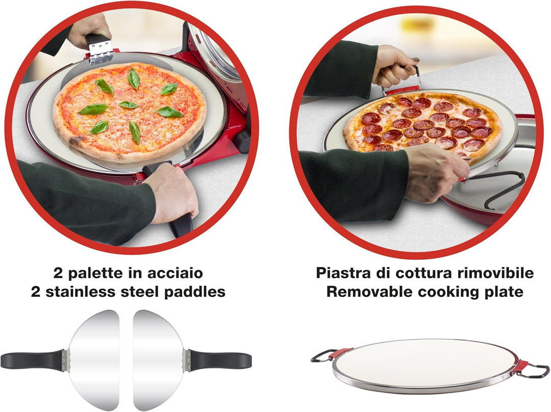 BEPER P101CUD301 Elektrischer Pizzaofen, 1200W, Temperatur 400°C, 31 cm Backplatte, Pizzaofen mit he