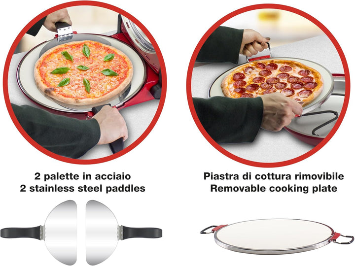 BEPER P101CUD301 Elektrischer Pizzaofen, 1200W, Temperatur 400°C, 31 cm Backplatte, Pizzaofen mit he