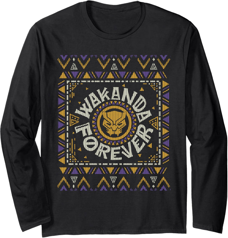 Marvel Black Panther Wakanda Forever Holiday Sweater Langarmshirt