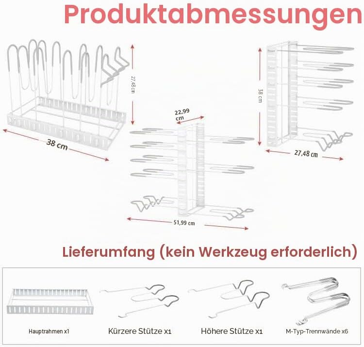 G-TING Topfständer, 8 Ebenen, Töpfe und Pfannen-Organizer zum Ordnen und Aufbewahren in der Küche, v
