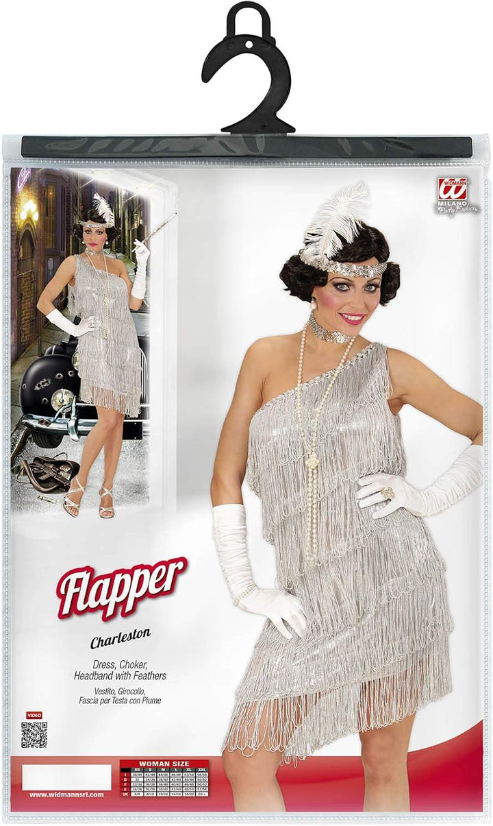 "FLAPPER" (dress, choker, headband with feather) - (M), M