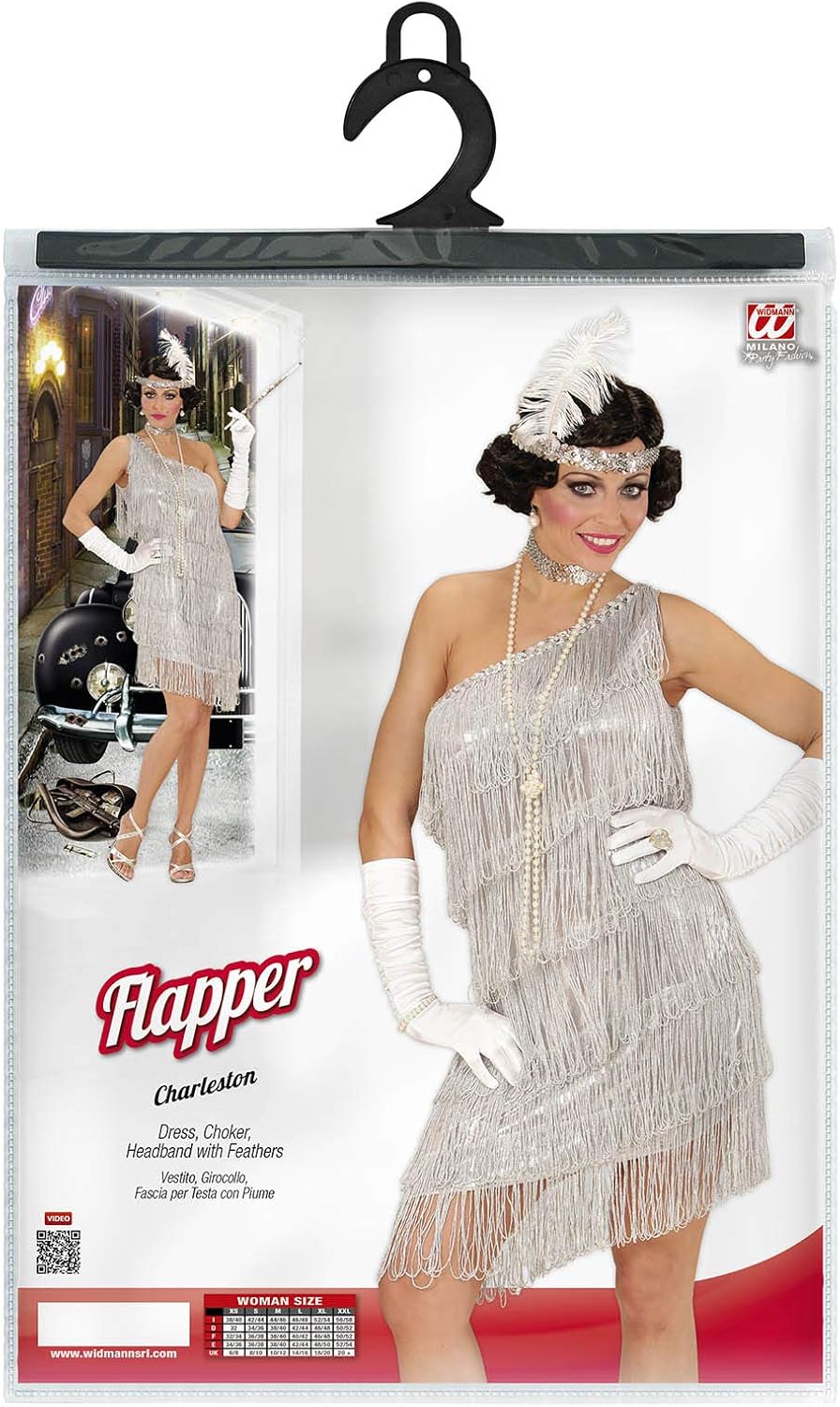 "FLAPPER" (dress, choker, headband with feather) - (XL), XL
