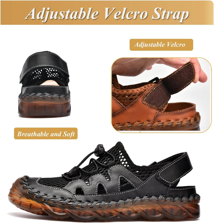 Sandalen Herren Outdoor Trekkingsandalen Leder Strand Wandersandale Sport Sommer Männer Freizeitschu
