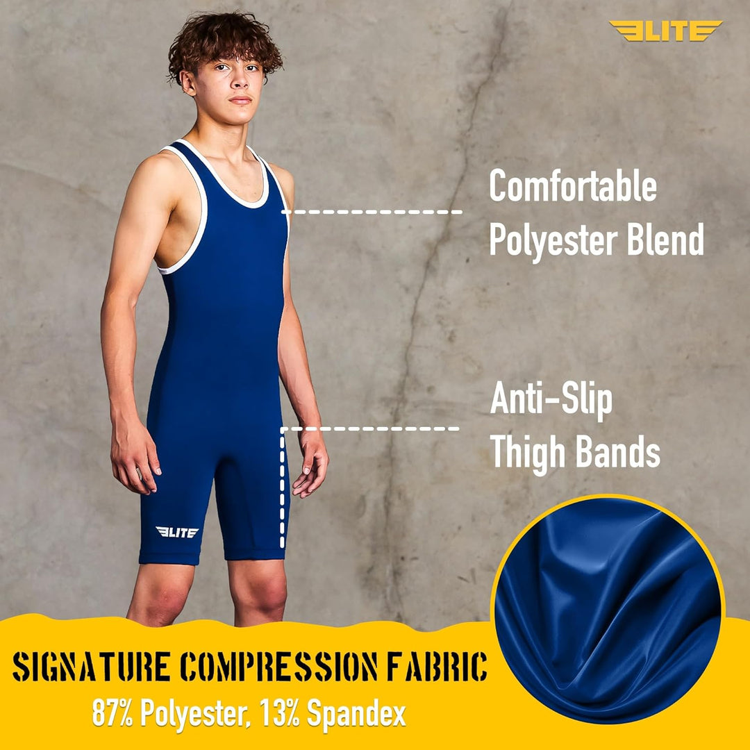 Elite Sports Men’s wrestling singlets, Standard Singlet for Men Wrestling Uniform Navy L, Navy L